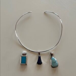 Elegant Sterling Silver Necklace with Pendants